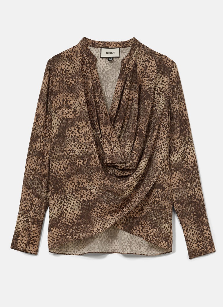 Reiss Dames Laurie op van zijde met print in de kleur Bruin