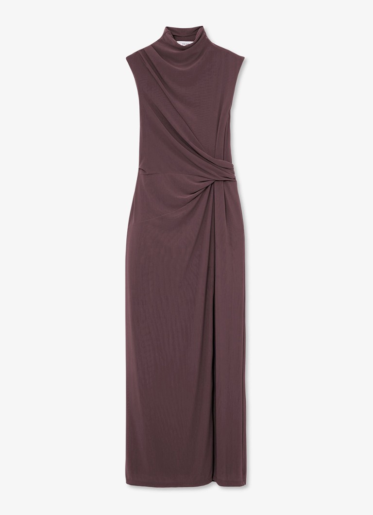 Reiss Dames Dylan midi jurk met split in de kleur Bruin