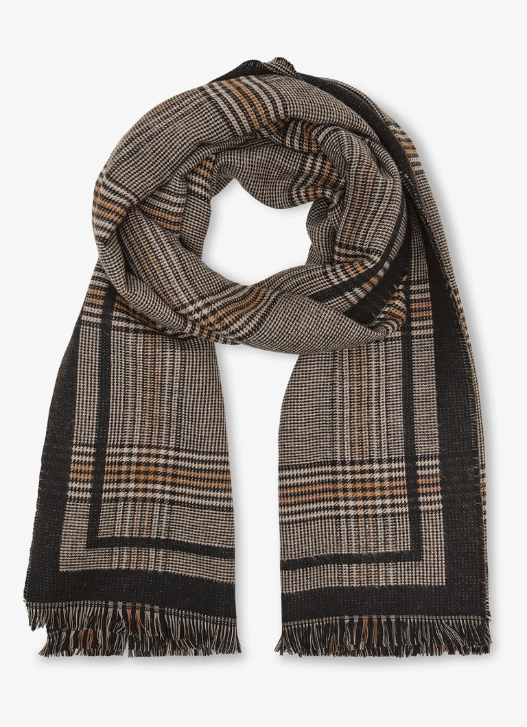 Reiss Dames Aura sjaal met ruit dessin in de kleur Chocoladebruin