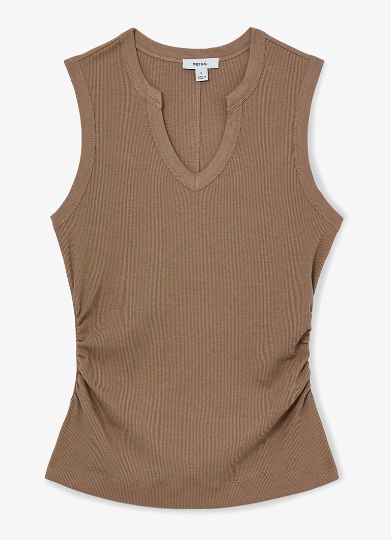 Reiss Dames Thena top met V-hals in de kleur Beige