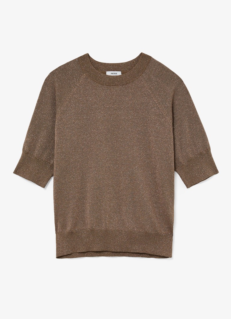 Reiss Dames Susanne top in wolblend met glitter in de kleur Brons