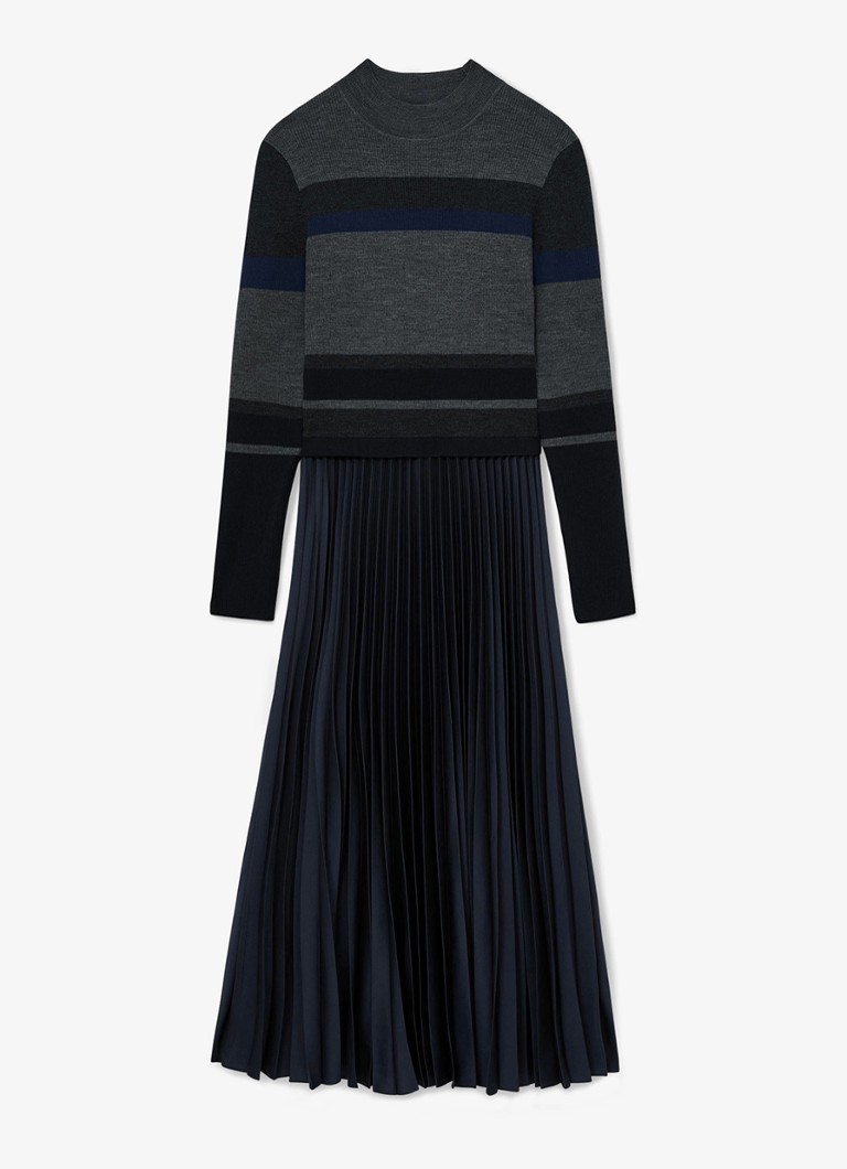 Reiss Dames Carla midi jurk met streepprint in de kleur Grijs