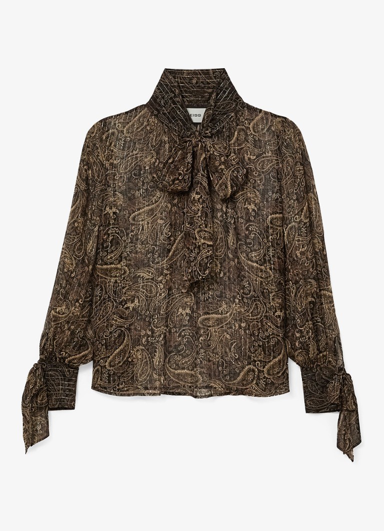 Reiss Dames Charlotte tuniek in zijdeblend met paisley dessin in de kleur Goud