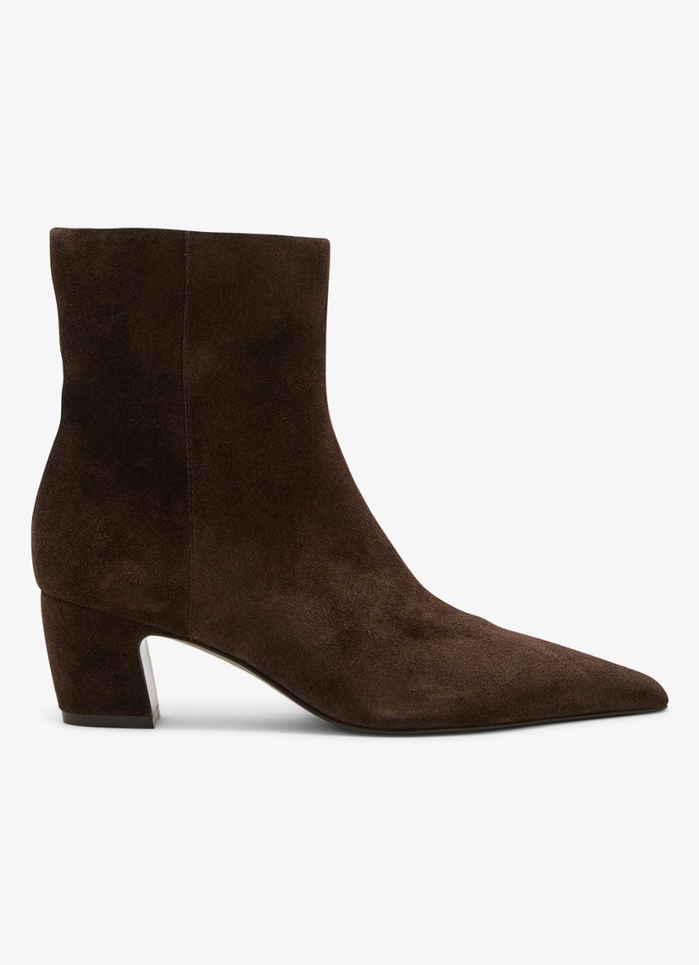 Reiss Dames Nicole enkellaarsjes van leer in de kleur Chocoladebruin