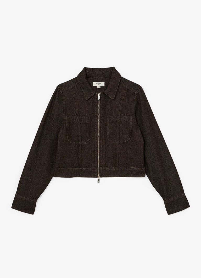 Reiss Dames Lotta jack van denim in de kleur Donkerbruin