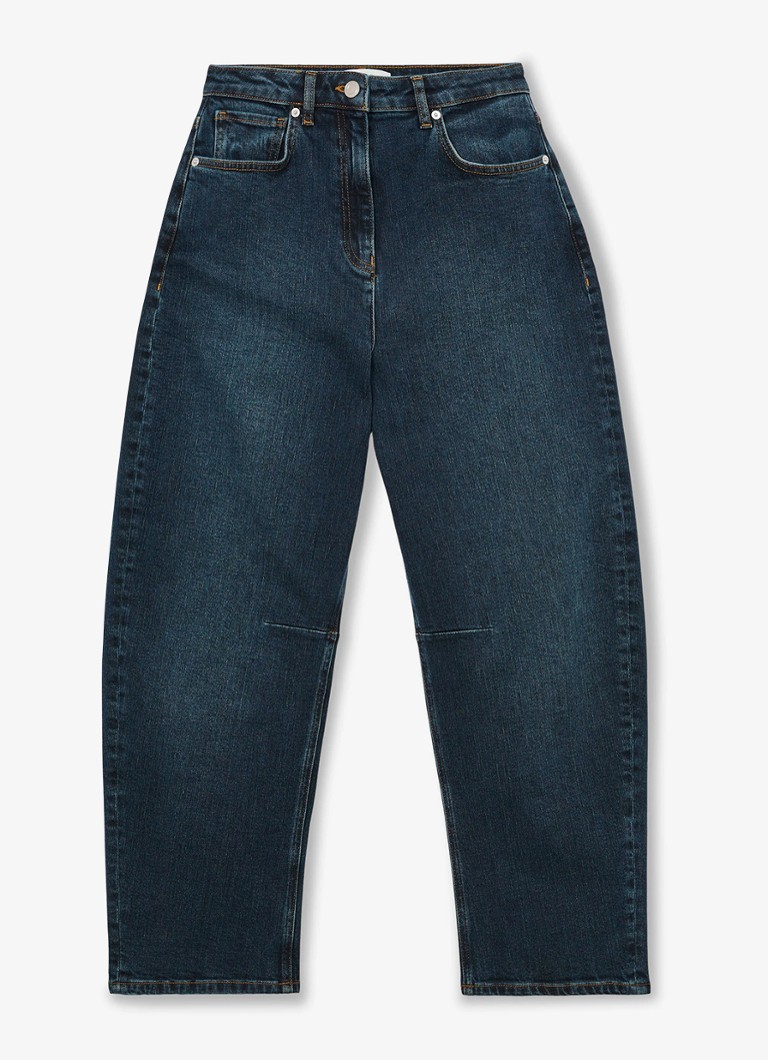 Reiss Dames Levitt mid waist loose fit jeans met steekzakken in de kleur Donkerblauw
