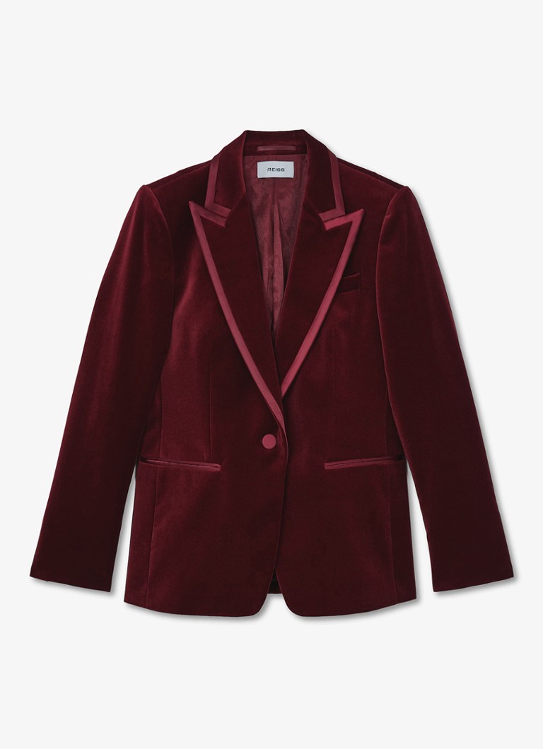 Reiss Dames Wren single-breasted blazer van fluweel in de kleur Donkerrood