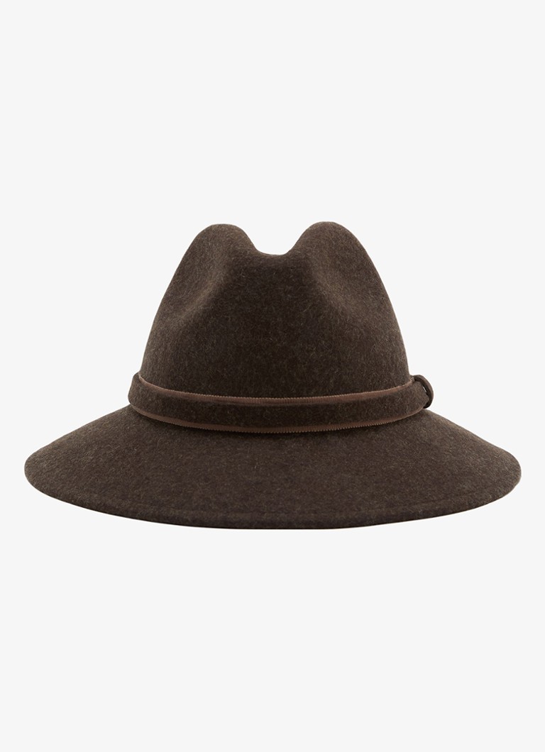Reiss Dames Frankie fedora van wol in de kleur Chocoladebruin