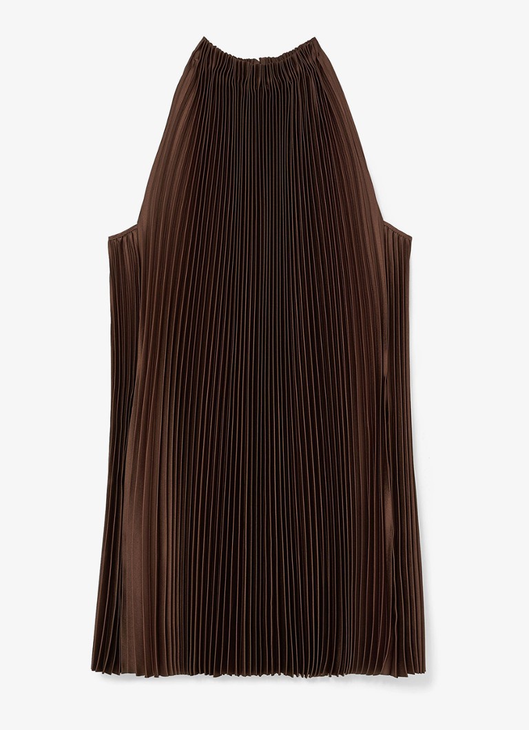 Reiss Dames Astrid mini jurk van satijn met plooien in de kleur Chocoladebruin