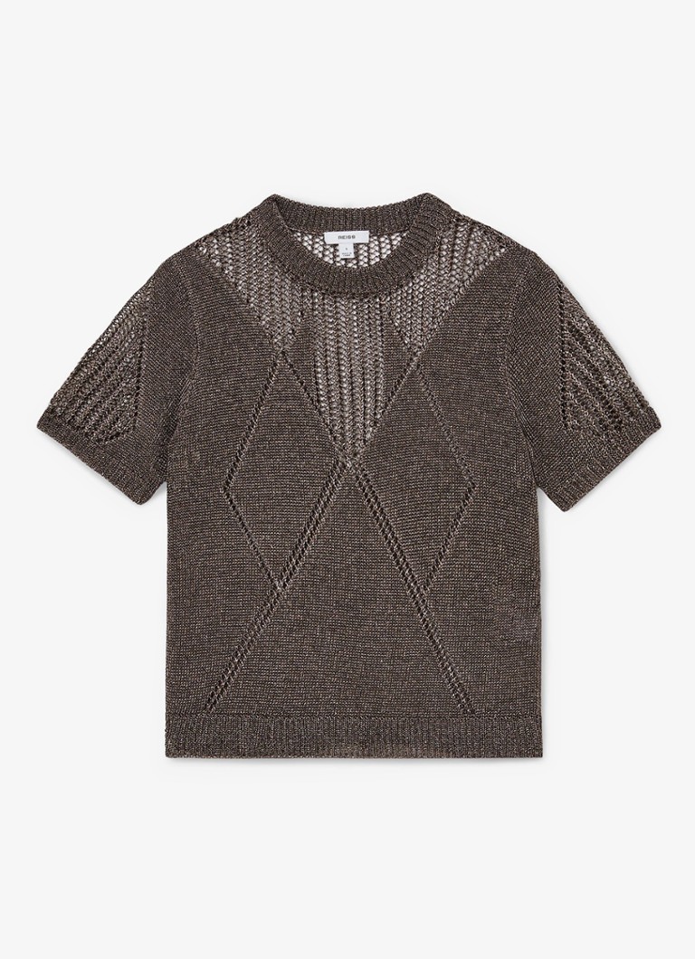 Reiss Dames Tamsin top met opengewerkt dessin in de kleur Donkergrijs