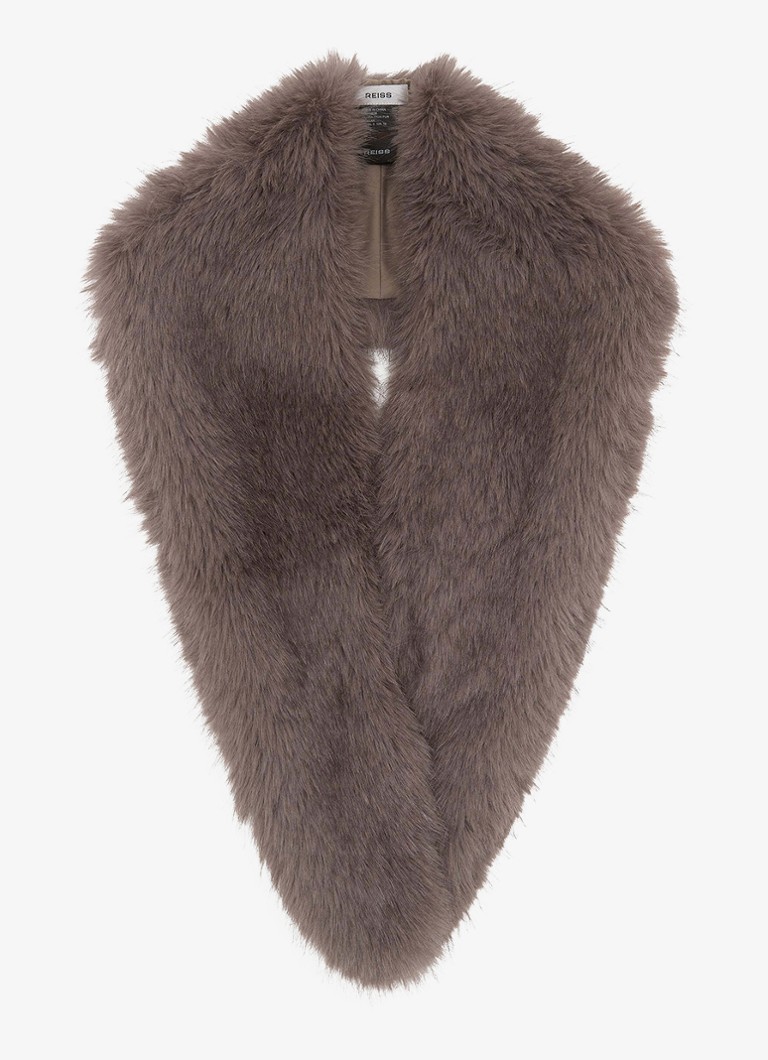 Reiss Dames Flora kraag van imitatiebont in de kleur TAUPE