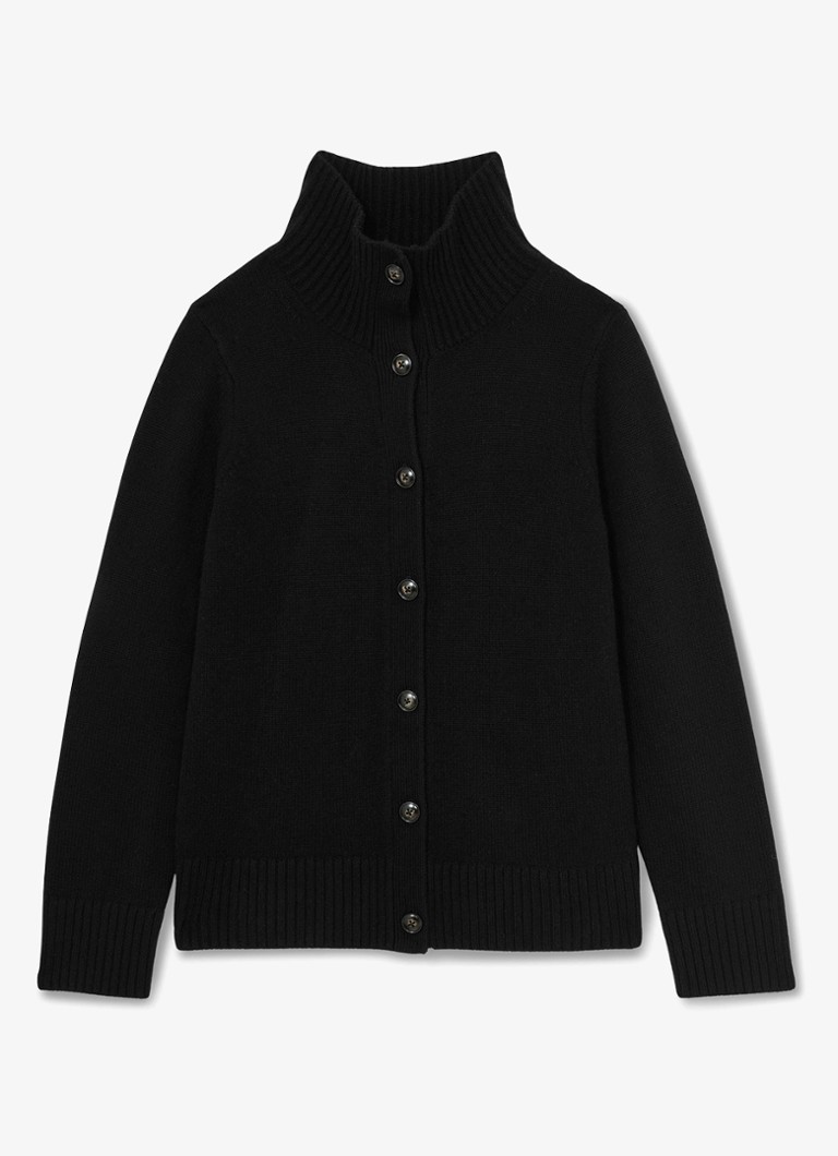Reiss Dames Charly grofgebreid vest met col in de kleur Zwart