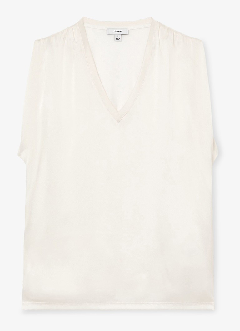 Reiss Dames Renita top in zijdeblend in de kleur Wit