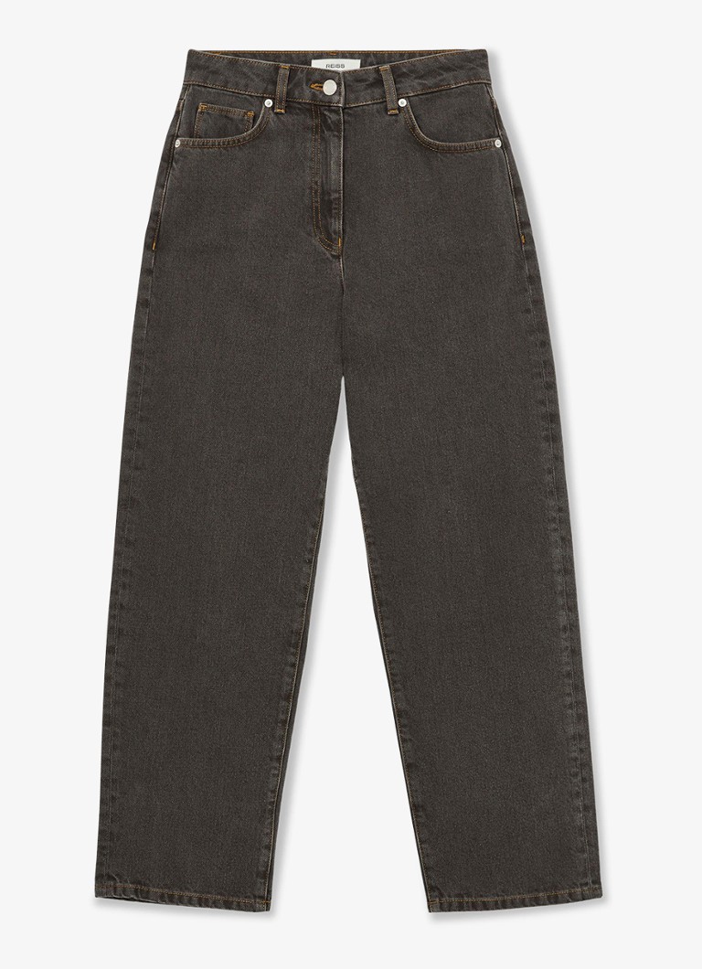 Reiss Dames Selin mid waist straight leg jeans met gekleurde wassing in de kleur Bruin