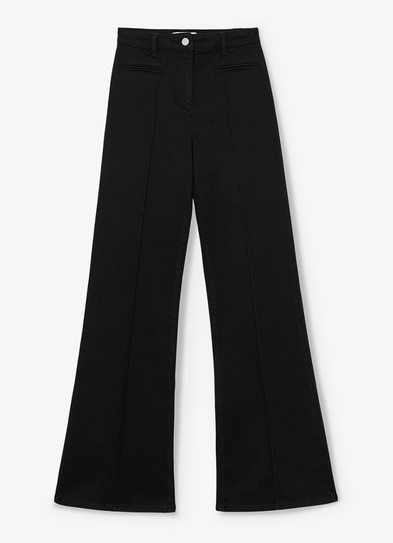 Reiss Dames Claude high waist flared fit jeans met paspelzakken in de kleur Zwart