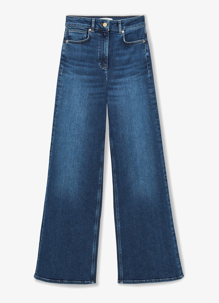 Reiss Dames Jas high waist flared jeans met steekzakken in de kleur Middenblauw