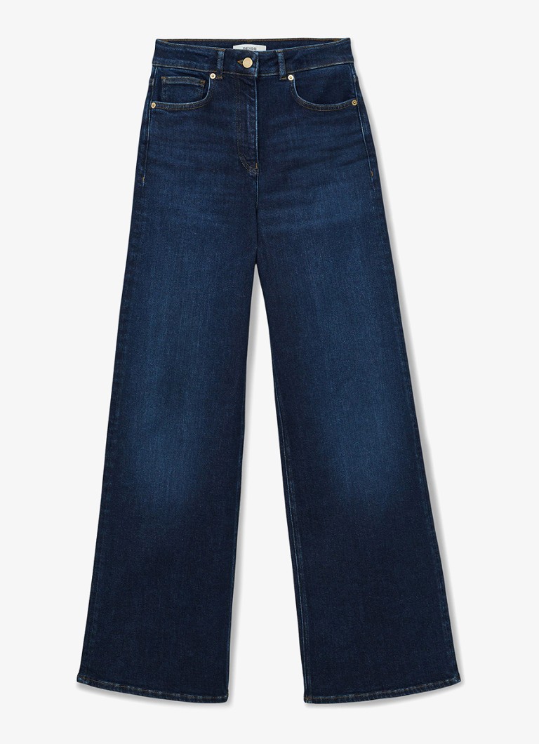 Reiss Dames Jas high waist flared jeans met steekzakken in de kleur Donkerblauw