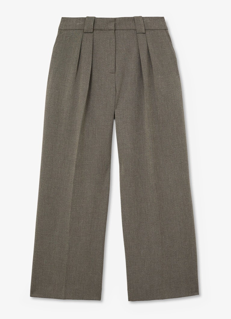 Reiss Dames Katya mid waist wide fit pantalon met steekzakken in de kleur Middengrijs