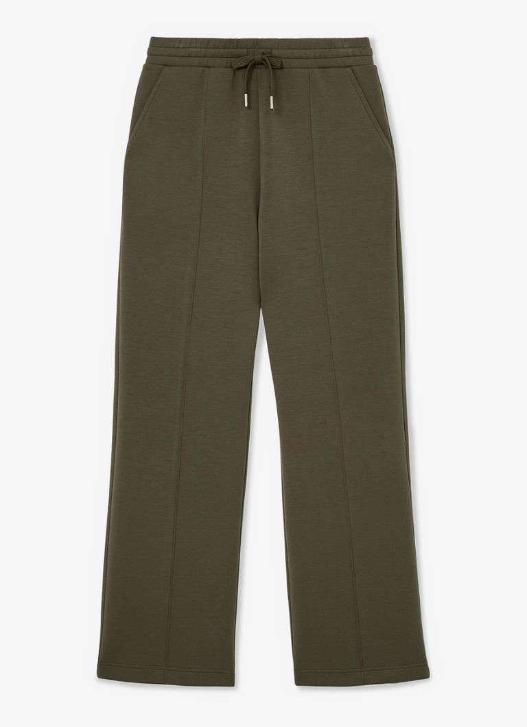 Reiss Dames Jemma high waist wide fit joggingbroek met steekzakken in de kleur Olijfgroen