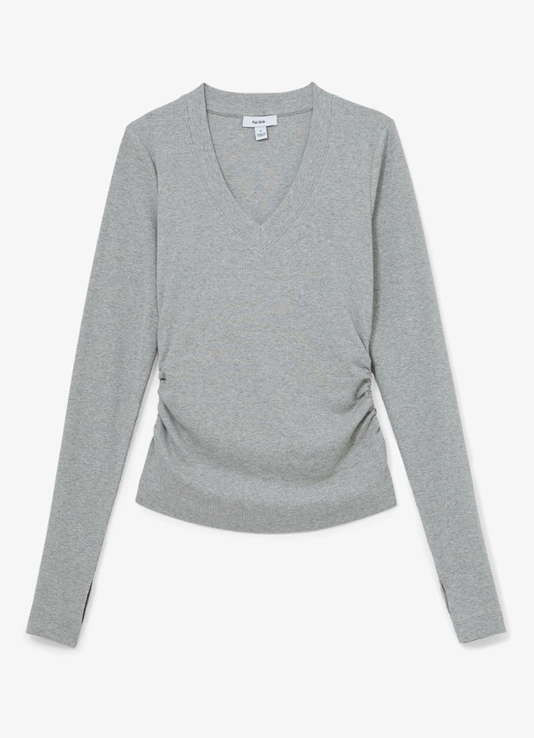 Reiss Dames Sandrine top met V-hals in de kleur Grijs