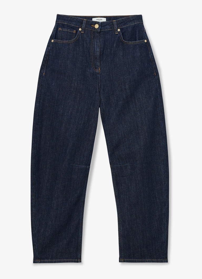Reiss Dames Levitt high waist barrel fit jeans met steekzakken in de kleur Donkerblauw