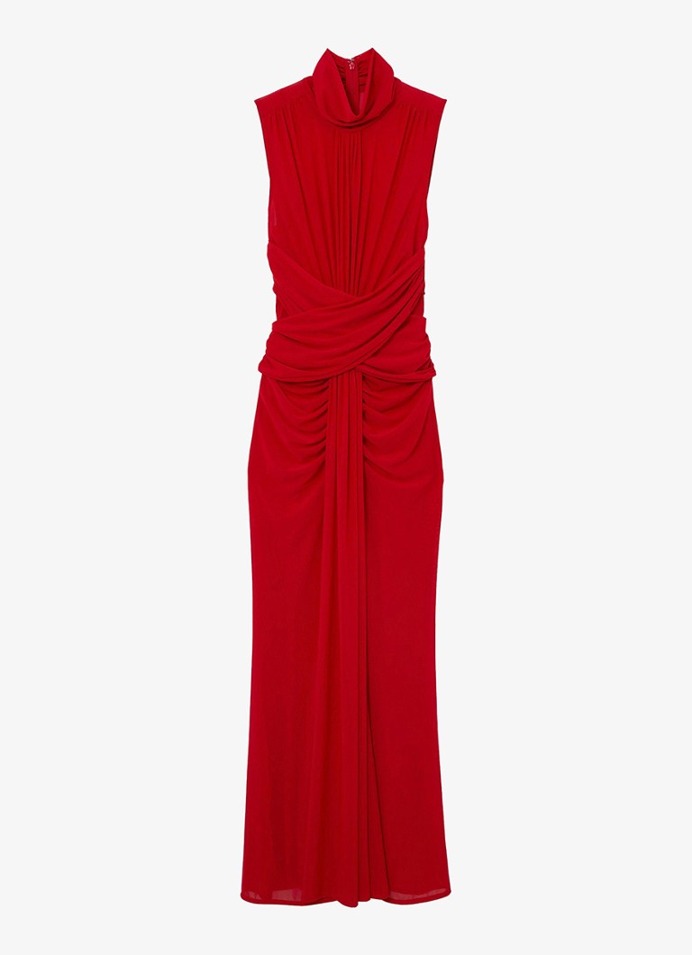 Reiss Dames Starla maxi jurk met ruches in de kleur Rood