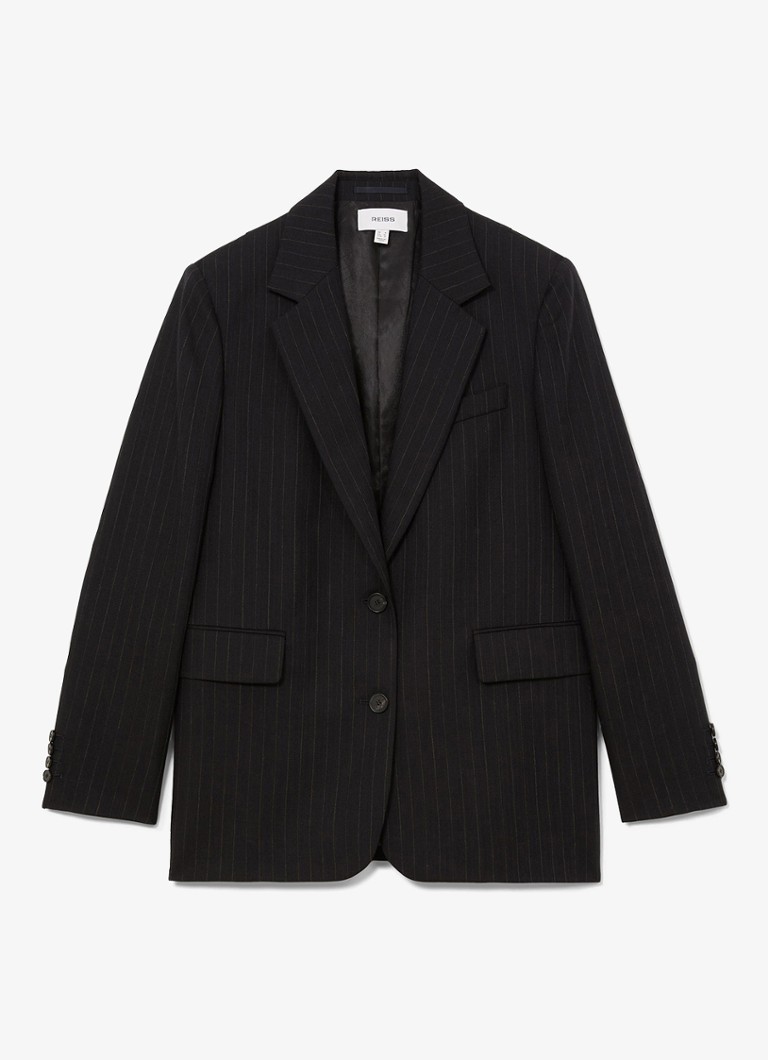 Reiss Dames Beck single-breasted blazer van wol met streepprint in de kleur Blauw