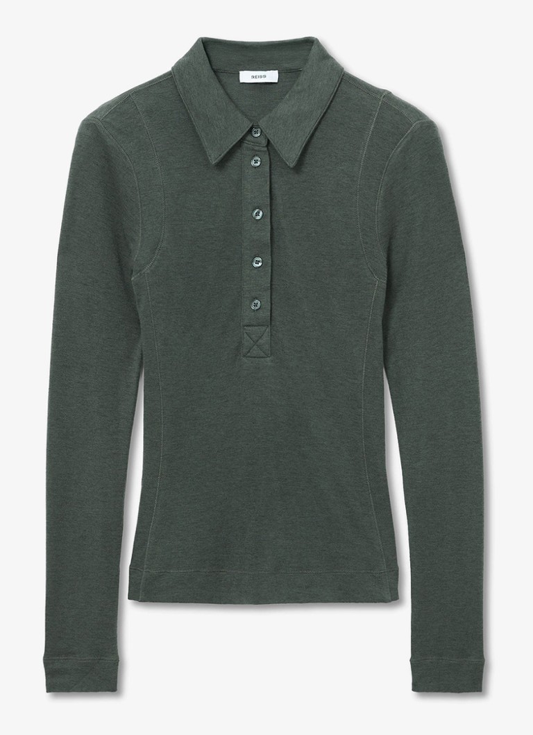 Reiss Dames Wendy polo top van lyocell en wol in de kleur Groen