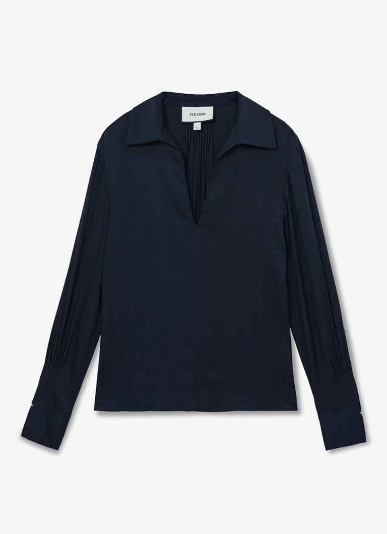 Reiss Dames Orla tuniek in zijdeblend met kraag in de kleur Blauw