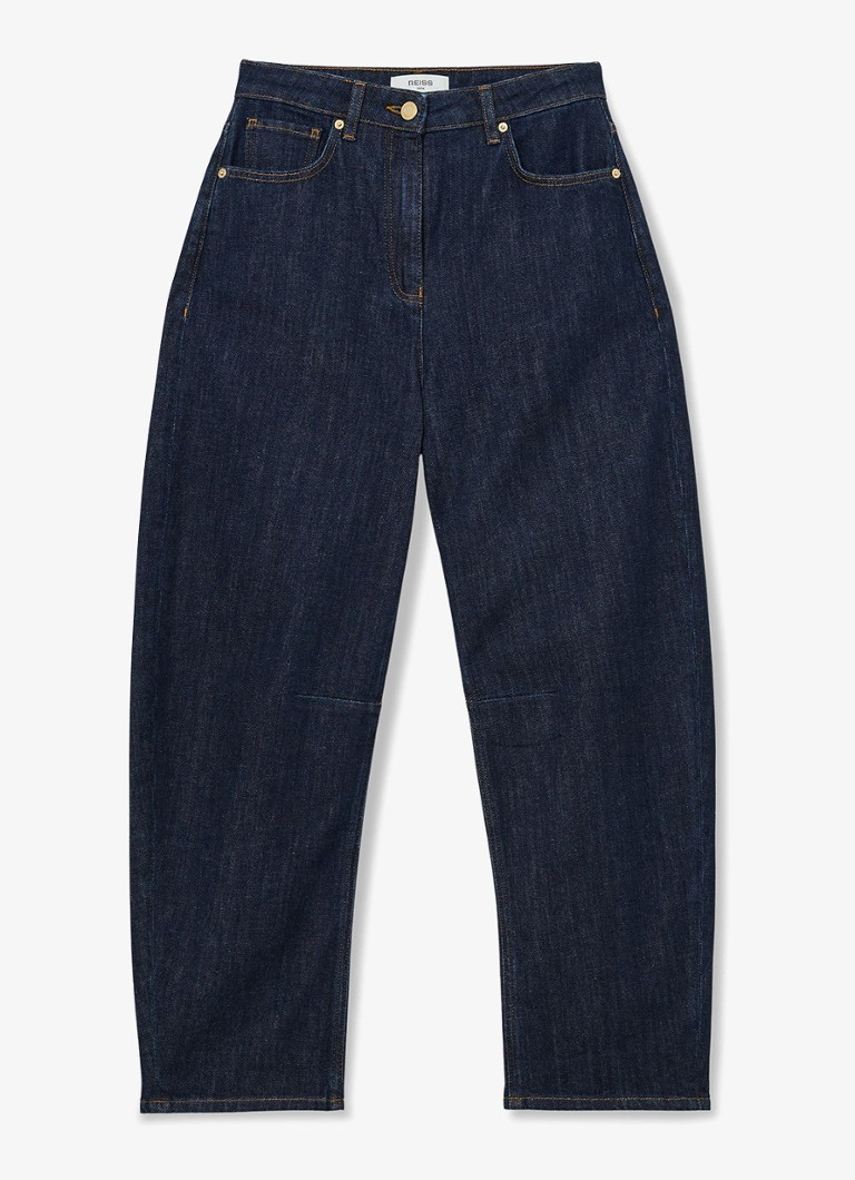 Reiss Dames Levitt high waist loose fit jeans met donkere wassing in de kleur Donkerblauw