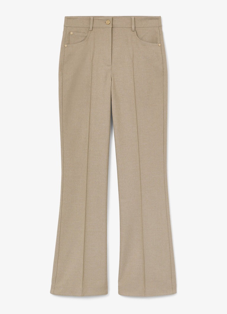 Reiss Dames Sofia high waist flared fit broek met steekzakken in de kleur Beige