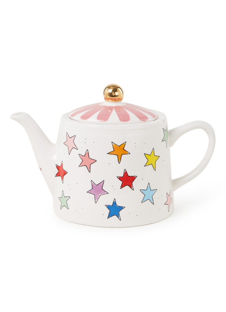 Blond Amsterdam Even Bijkletsen Star Mix theepot 1,5 liter Wit - Deal
