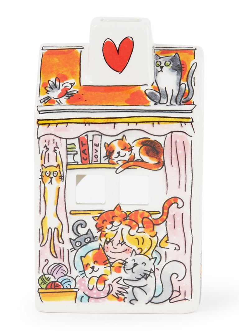 Blond Amsterdam Cat Lover waxinelichthouder 14 cm Wit - Deal