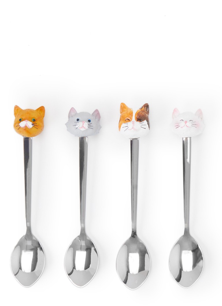 Blond Amsterdam Cat theelepel set van 4 Zilver - Deal