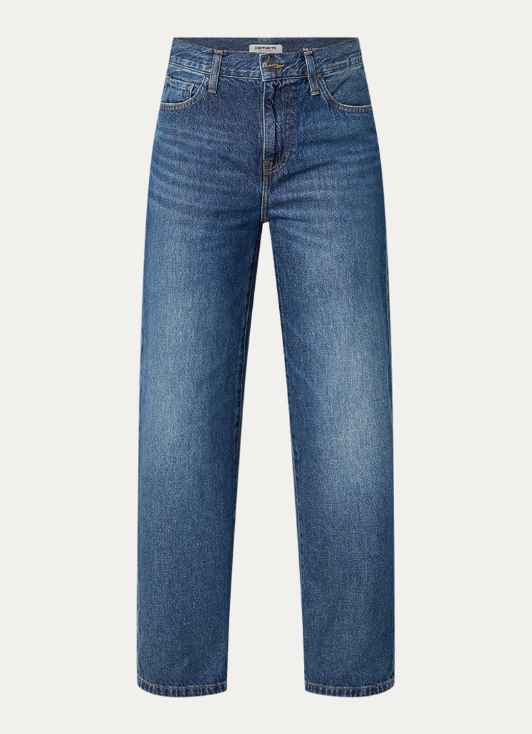 Carhartt WIP Dames Mid waist tapered fit jeans met medium wassing in de kleur Indigo, maat: W 31