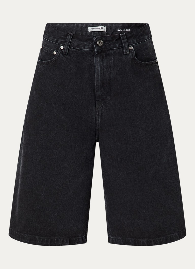 Carhartt WIP Dames Bellmont mid waist loose fit korte broek met gespdetail in de kleur Zwart, maat: XS