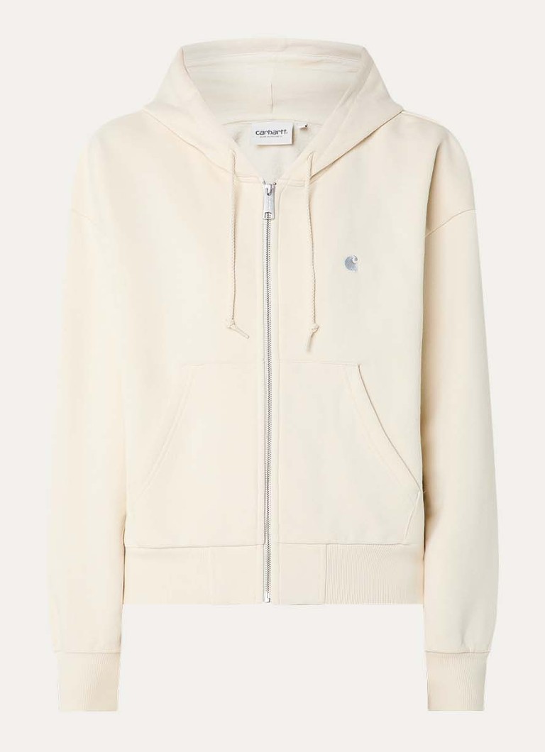 Carhartt WIP Dames Sweatvest met logoborduring en capuchon in de kleur Creme, maat: XS