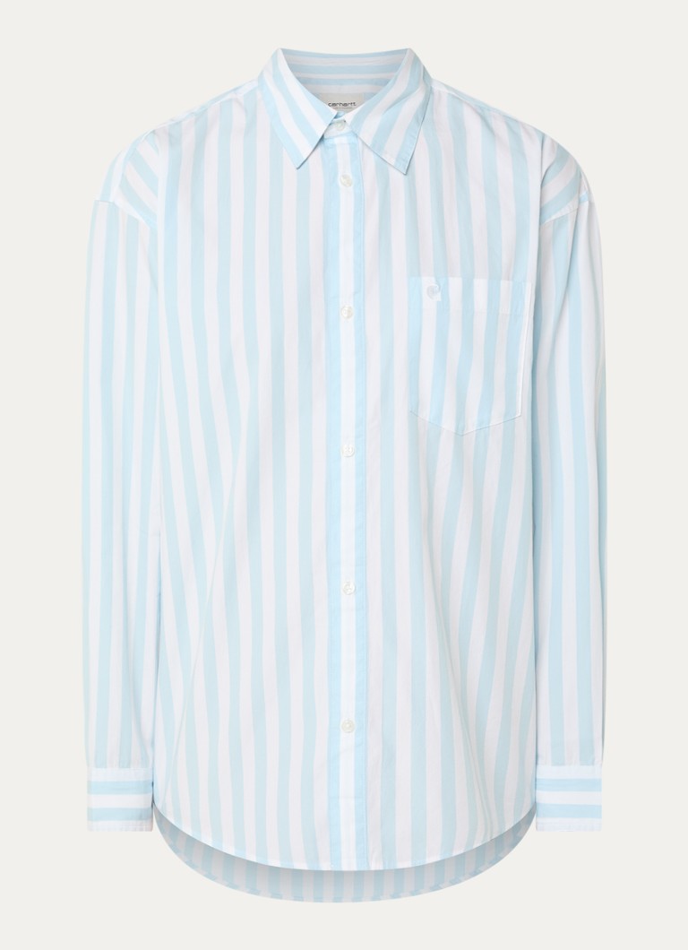 Carhartt WIP Dames Overshirt met streepprint en borstzak in de kleur Lichtblauw, maat: L