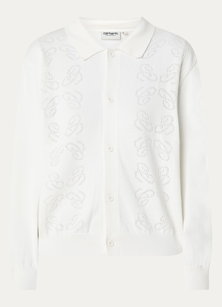 Carhartt WIP Dames Fijngebreid vest met opengewerkt dessin in de kleur Wit, maat: M