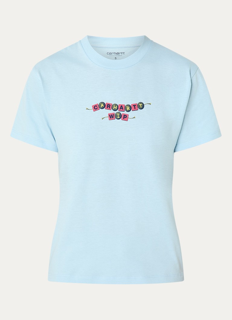 Carhartt WIP Dames T-shirt met logoprint in de kleur Lichtblauw, maat: M