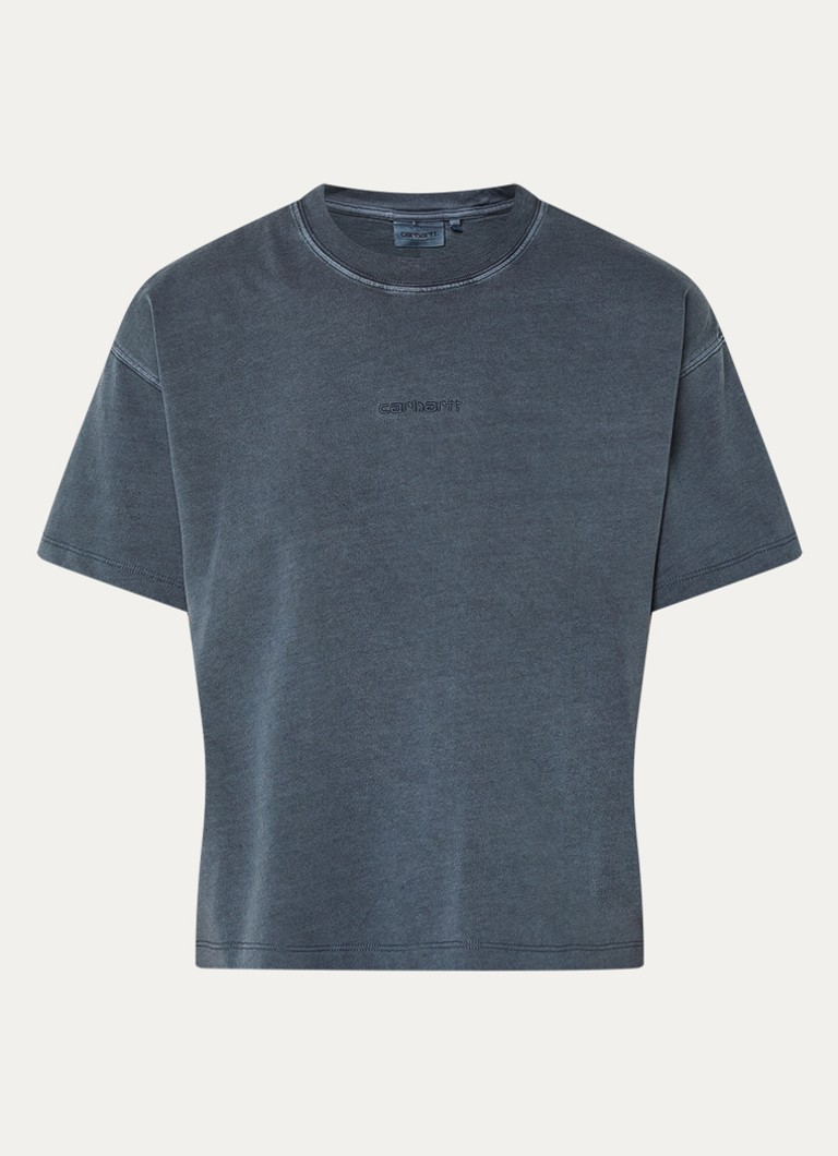Carhartt WIP Dames T-shirt met logoborduring in de kleur Antraciet, maat: M