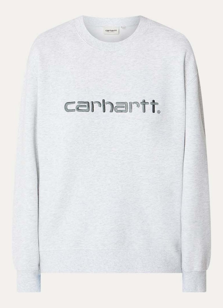 Carhartt WIP Heren Sweater met logoborduring in de kleur Grijsmele, maat: L