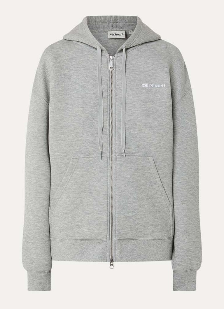 Carhartt WIP Dames Sweatvest met logoborduring in de kleur Grijsmele, maat: XS