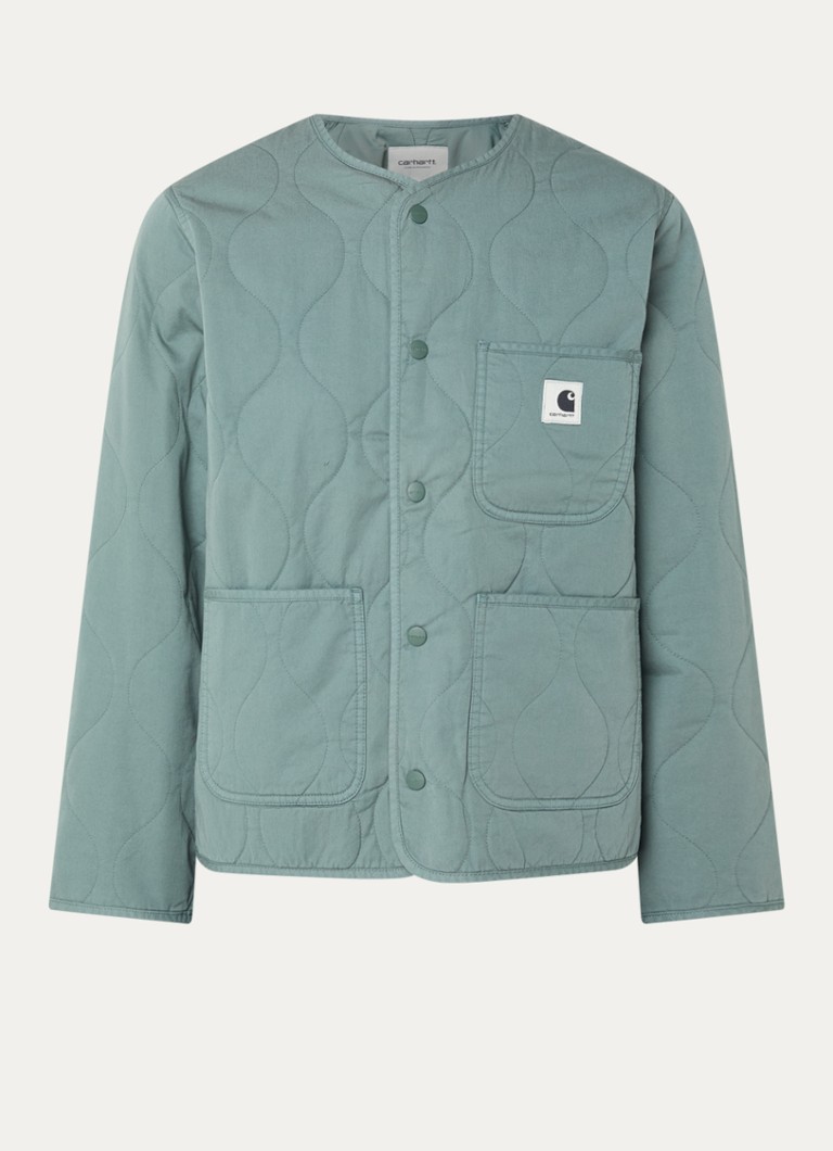 Carhartt WIP Dames Gewatteerd jack met quilt patroon en opgestikte zakken in de kleur Zeegroen, maat: M