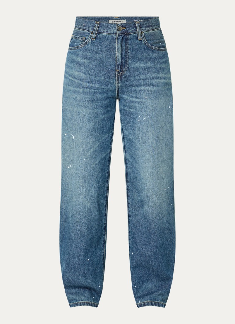 Carhartt WIP Dames High waist straight leg jeans met medium wassing in de kleur Indigo, maat: W 27