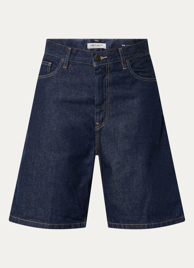Carhartt WIP Dames Brandon low waist loose fit korte broek van denim met donkere wassing in de kleur Indigo, maat: S