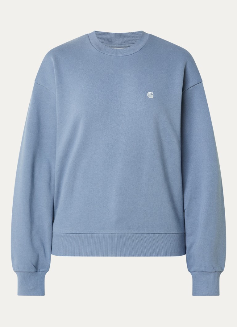 Carhartt WIP Dames Casey sweater met logoborduring in de kleur Staalblauw, maat: S