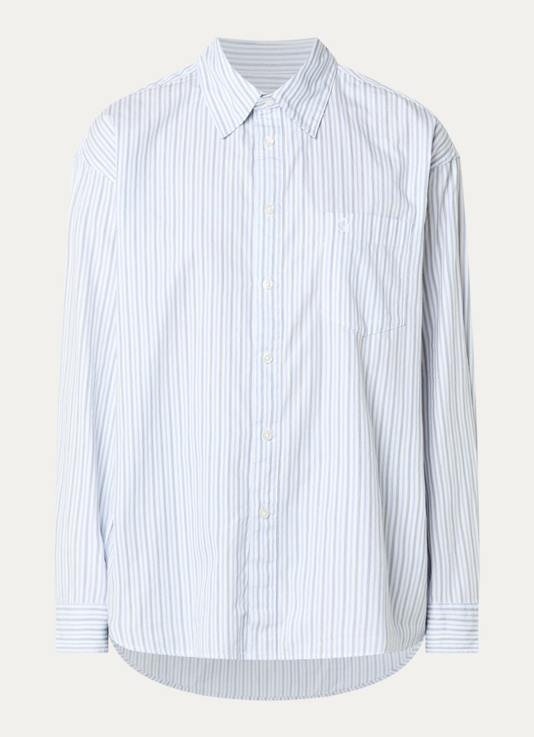 Carhartt WIP Dames Keene blouse met streepprint en logoborduring in de kleur Blauwgrijs, maat: S