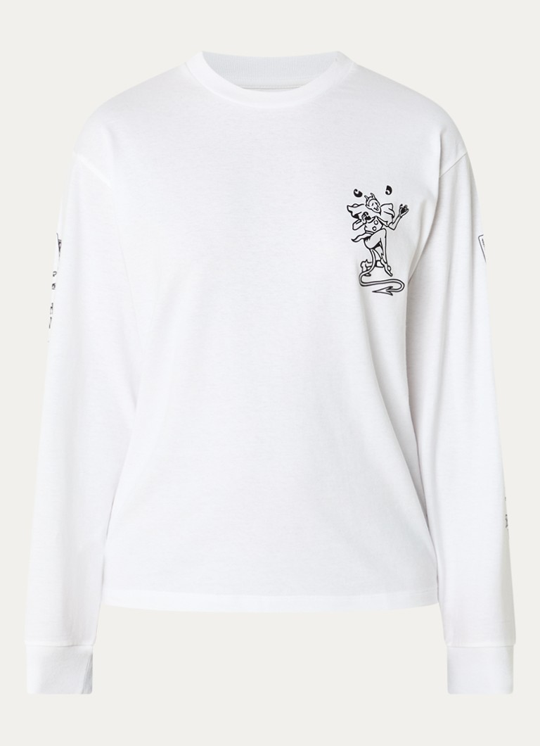 Carhartt WIP Dames Playing Cards longsleeve met print in de kleur Wit, maat: M