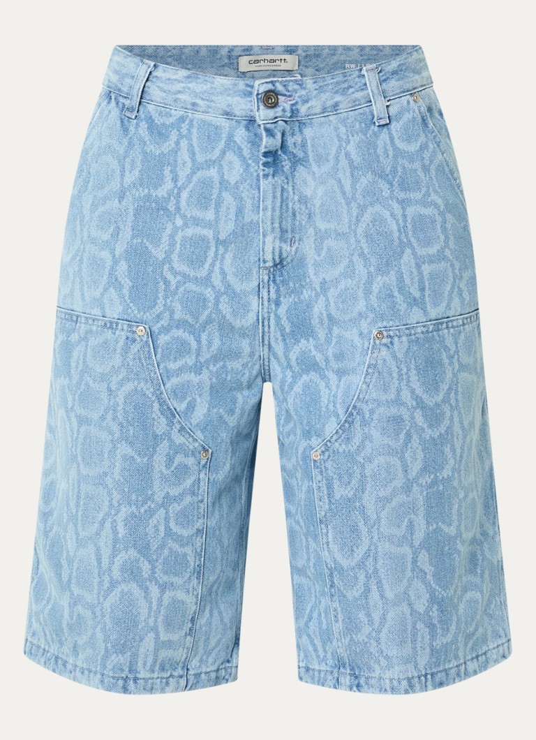 Carhartt WIP Dames Nixon high waist straight fit korte broek van denim in de kleur Indigo, maat: S